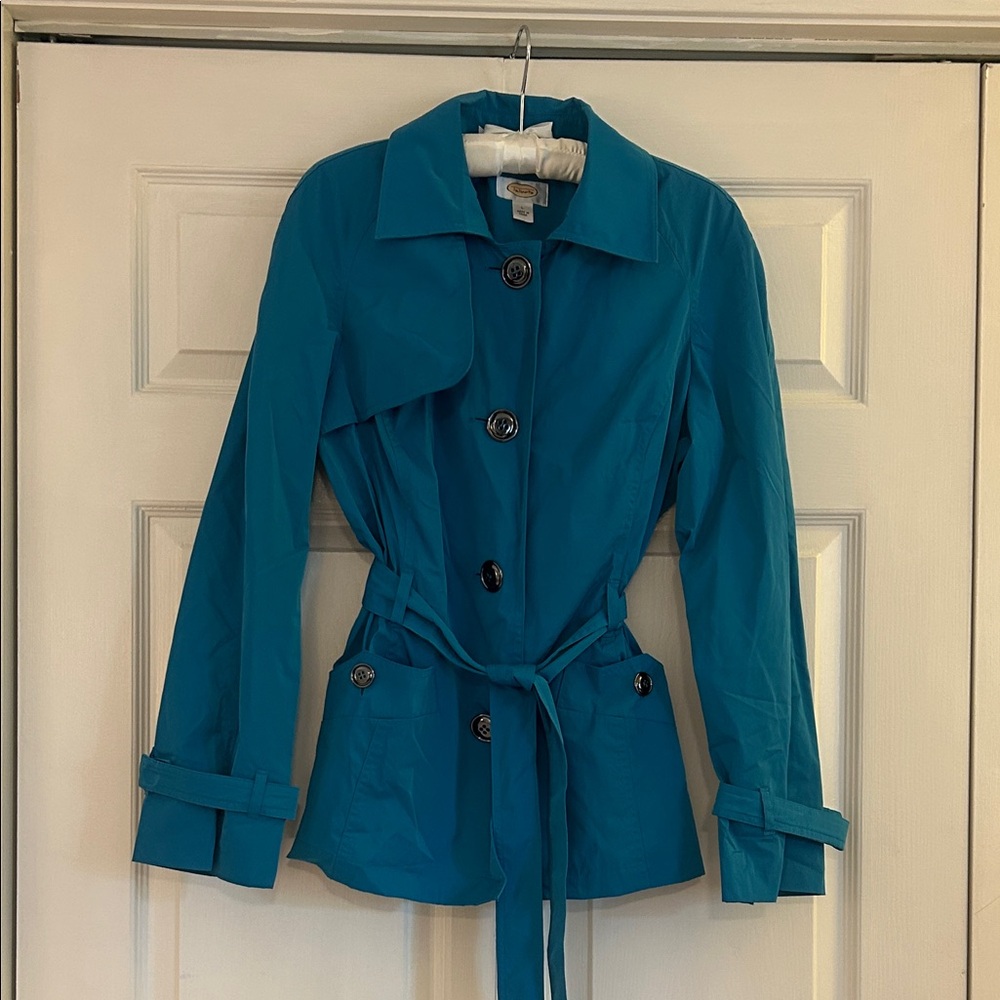 Talbots Teal Blue Trench Coat with Belt